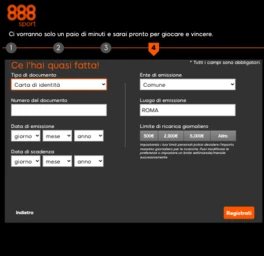 quarto step per registrarsi su 888sport