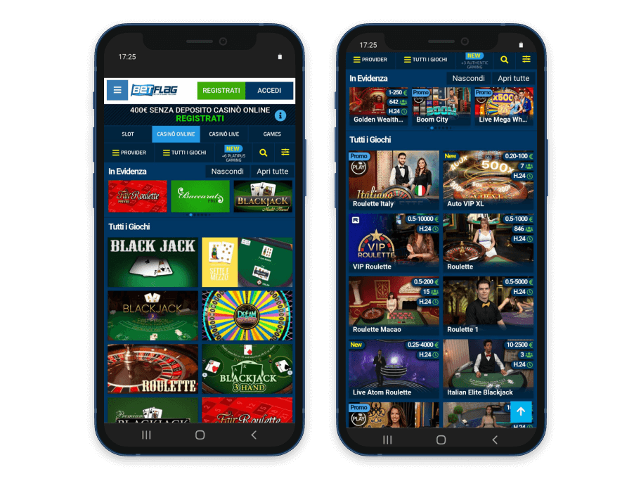 betflag casino schermata mobile