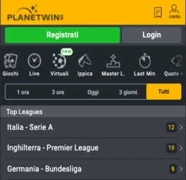 registrazione su planetwin365
