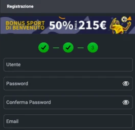 l'ultimo step della registrazione su planetwin365
