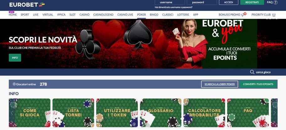 il poker online di Eurobet