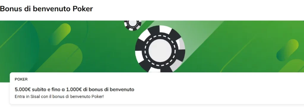 bonus benvenuto sisal poker screen