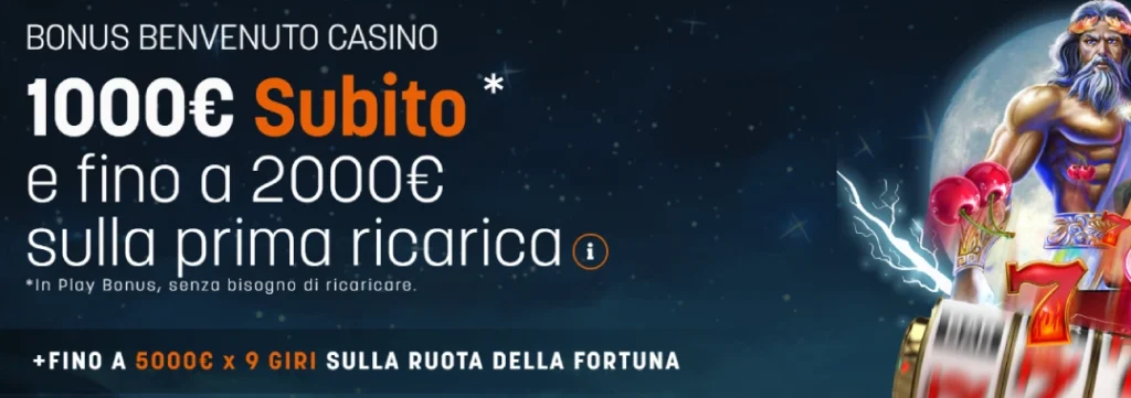 snai casino bonus screen