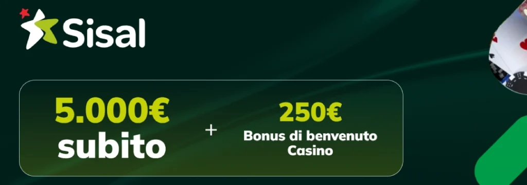 sisal casino bonus screen