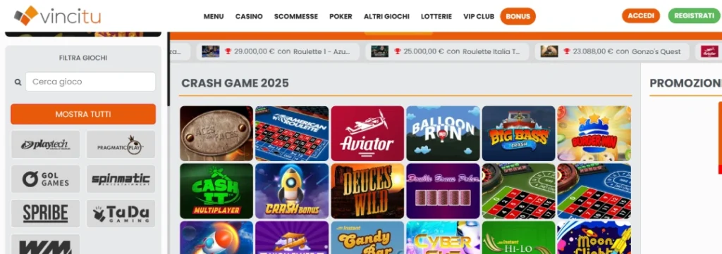 vincitu casino screen