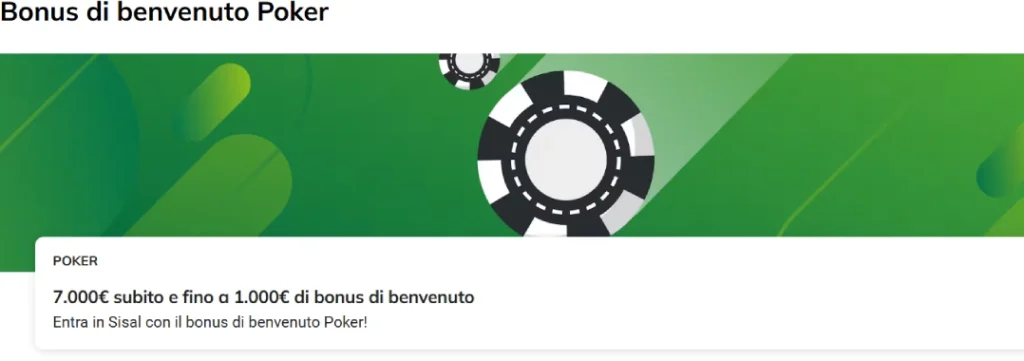 sisal poker bonus screenshot