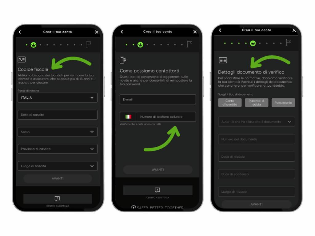 step registrazione classica test