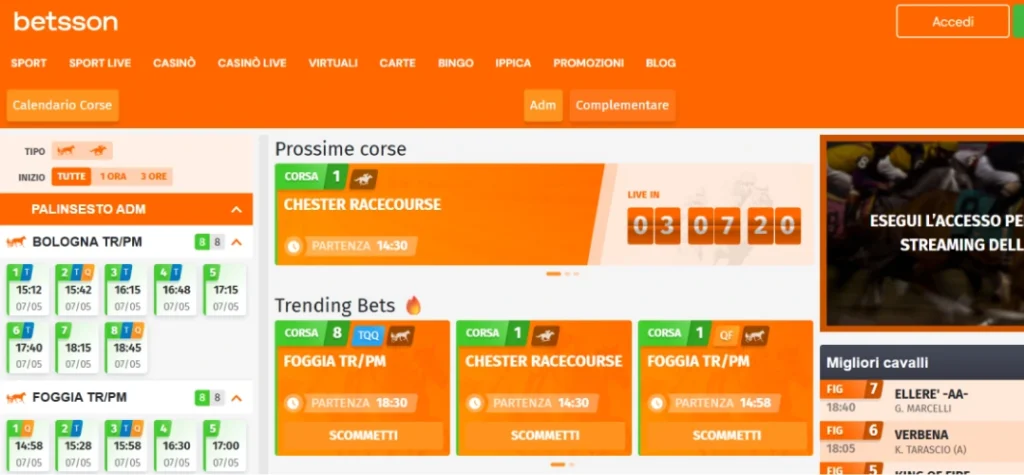 screenshot betsson ippica