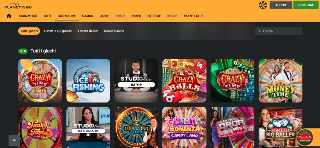 screenshot casino live planetwin365