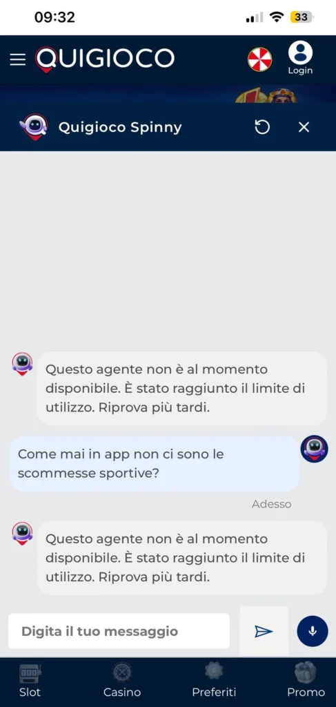 Screenshot chatbot quigioco