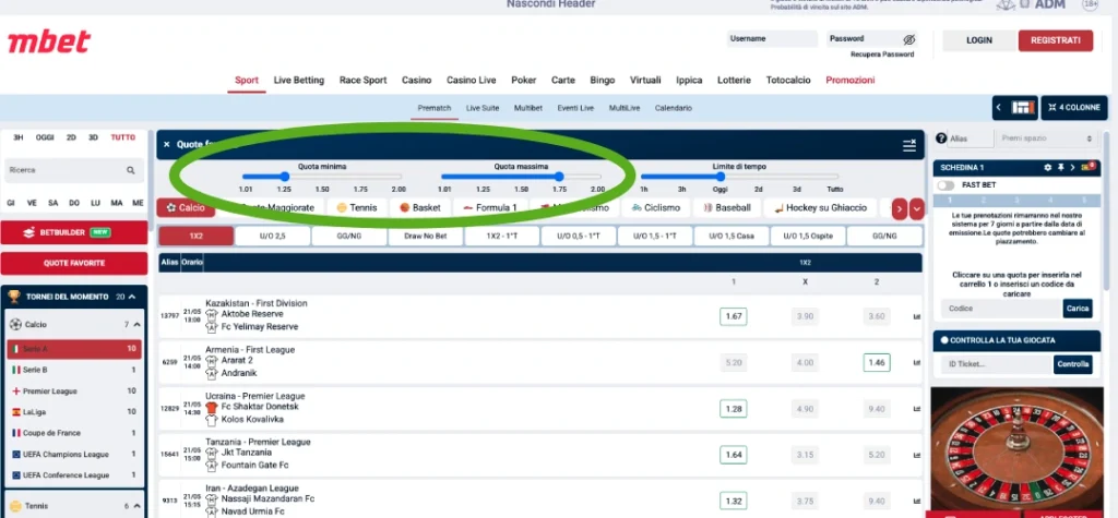 screenshot quota favorita marathonbet