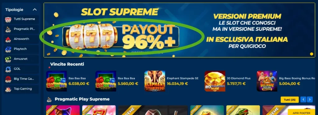 screenshot slot supreme quigioco