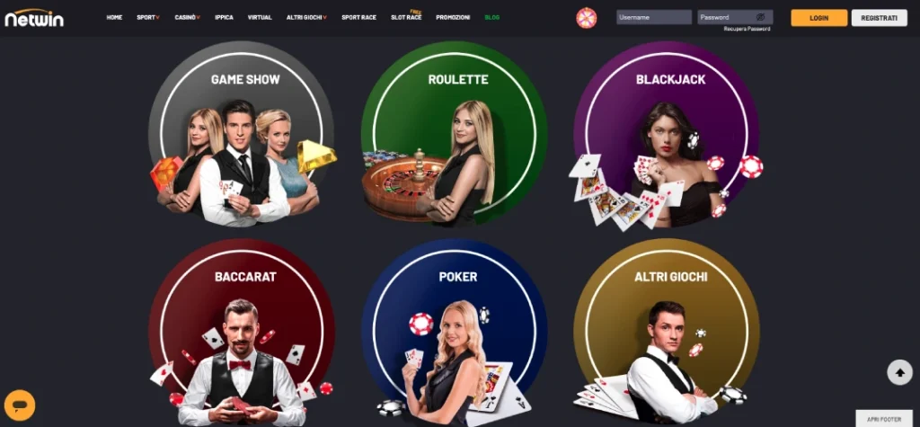 aree giochi presenti su netwin