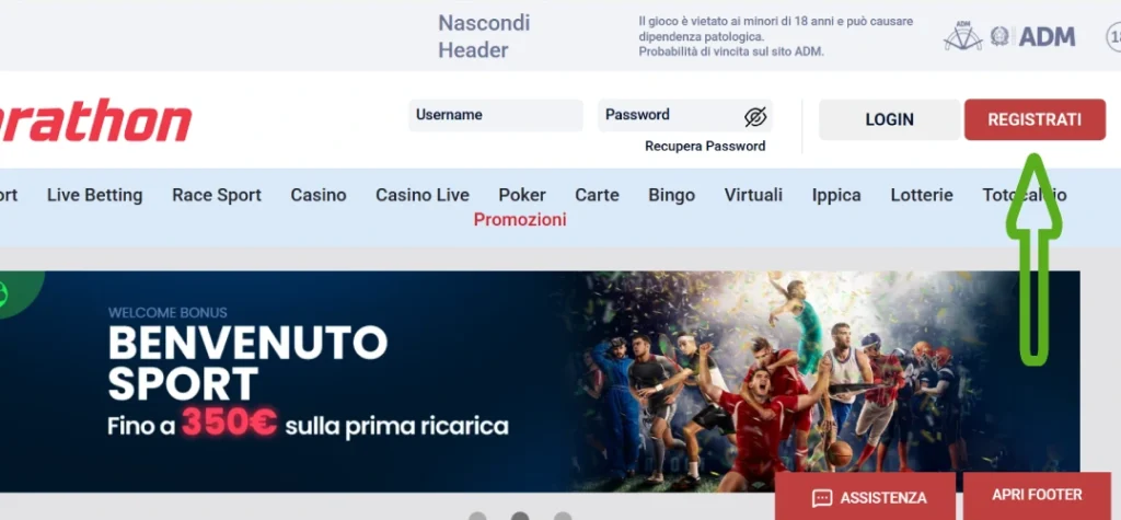 tasto registrati