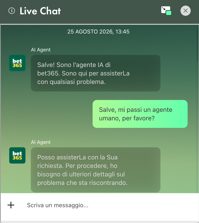 assistenza clienti bet365