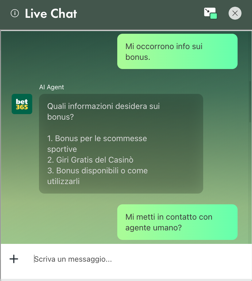 bet365 supporto clienti