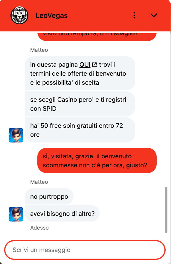 chat live LeoVegas
