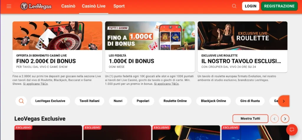Leovegas casinò live