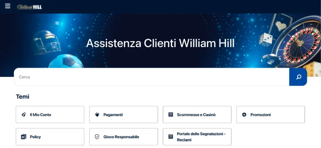 Servizio clienti William Hill